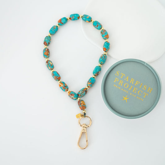 Sierra Bloom Turquoise Emperor Stone Beaded Phone Wrist Strap