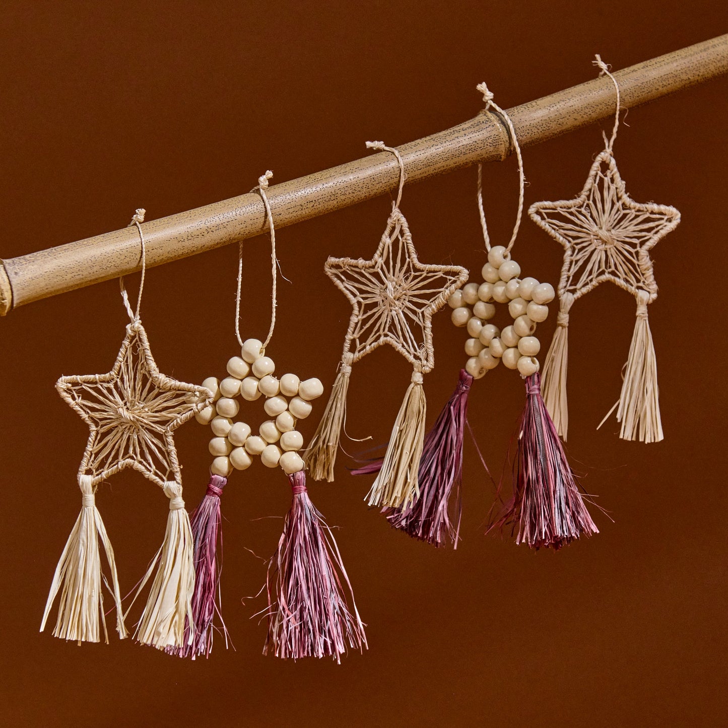 Beaded Parol Star Ornament, Red