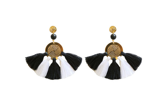 Sol Tassel Earring - Black & White