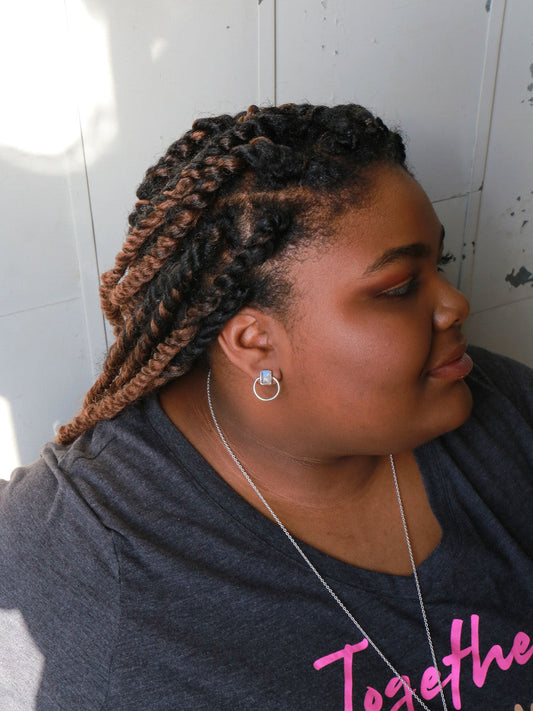 Midnight Loop Studs - Moonstone