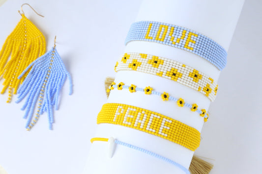 Ukrainian Flag Coral Bracelet