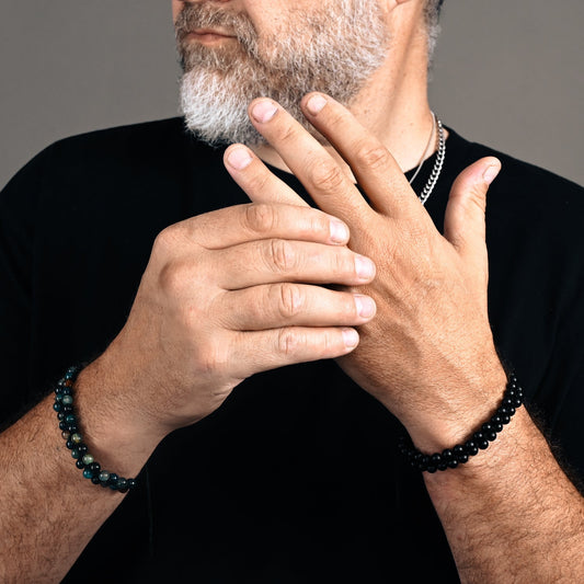 Helix Agate Earthstone Green Rope Beaded Bracelet