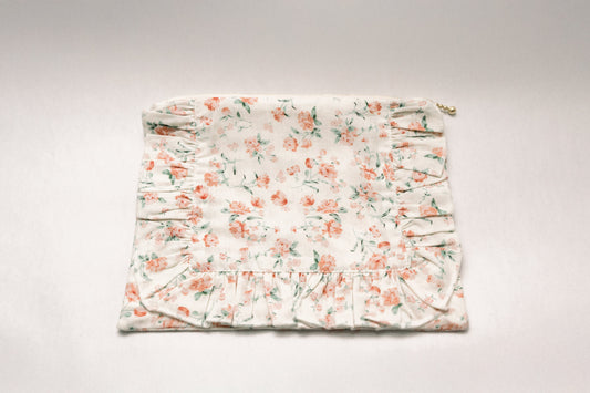 Sorrento Bloom | Timeless Floral Ruffle Zipper Pouch