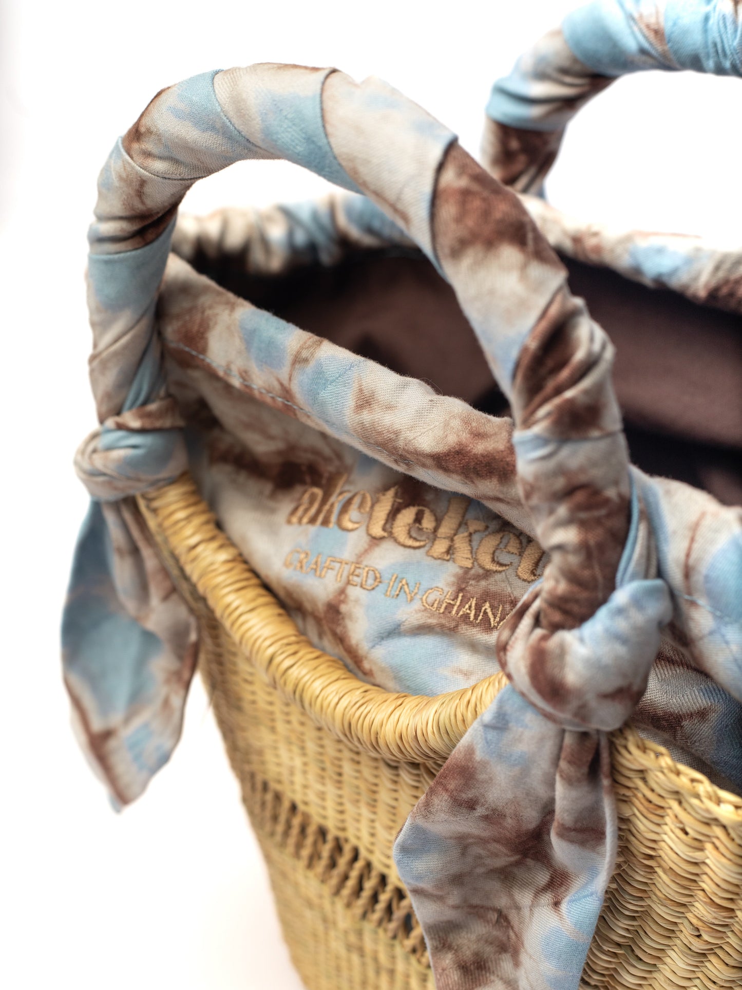 Butterfly Bag Small - Natural With Light Blue, White And Brown Lining