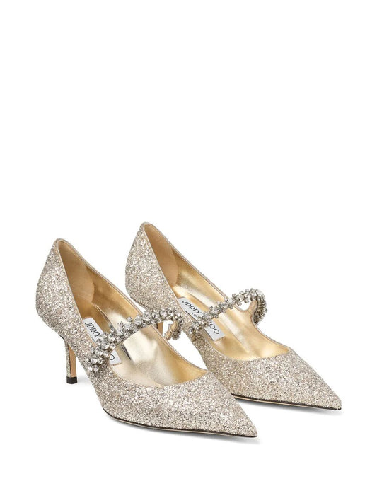 Jimmy Choo Women Crystal Embellished Bing 65 Pumps In Glitter Fabric