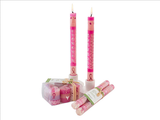 Pink on Pink Painted Candles - support South Africa´s best Breast Cancer Care