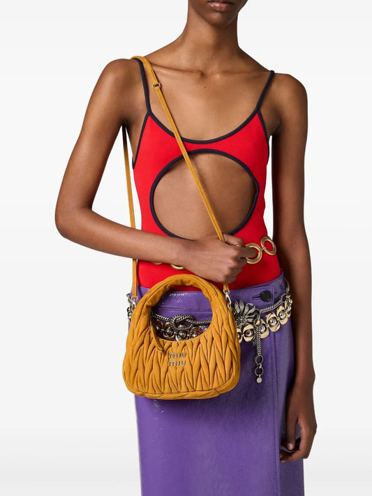 Miu Miu Women Small Wander Matelassé Suede Bag