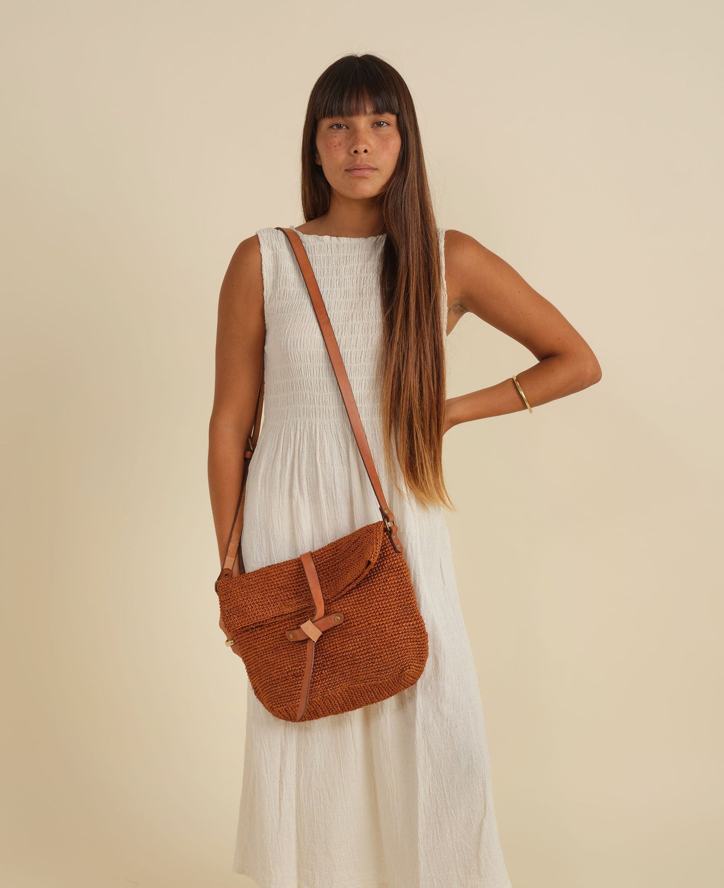 MINGA | Carmen Woven Crossbody Bag | Orange