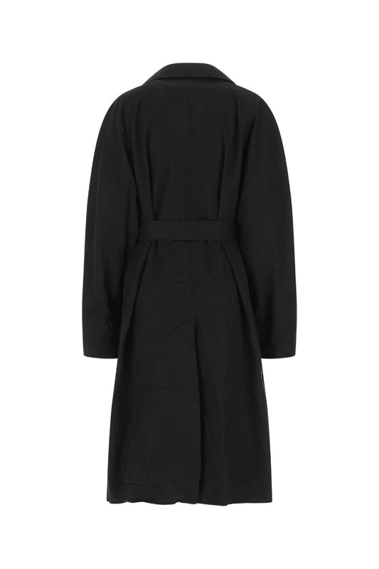 Balenciaga Women Midnight Blue Cotton Overcoat