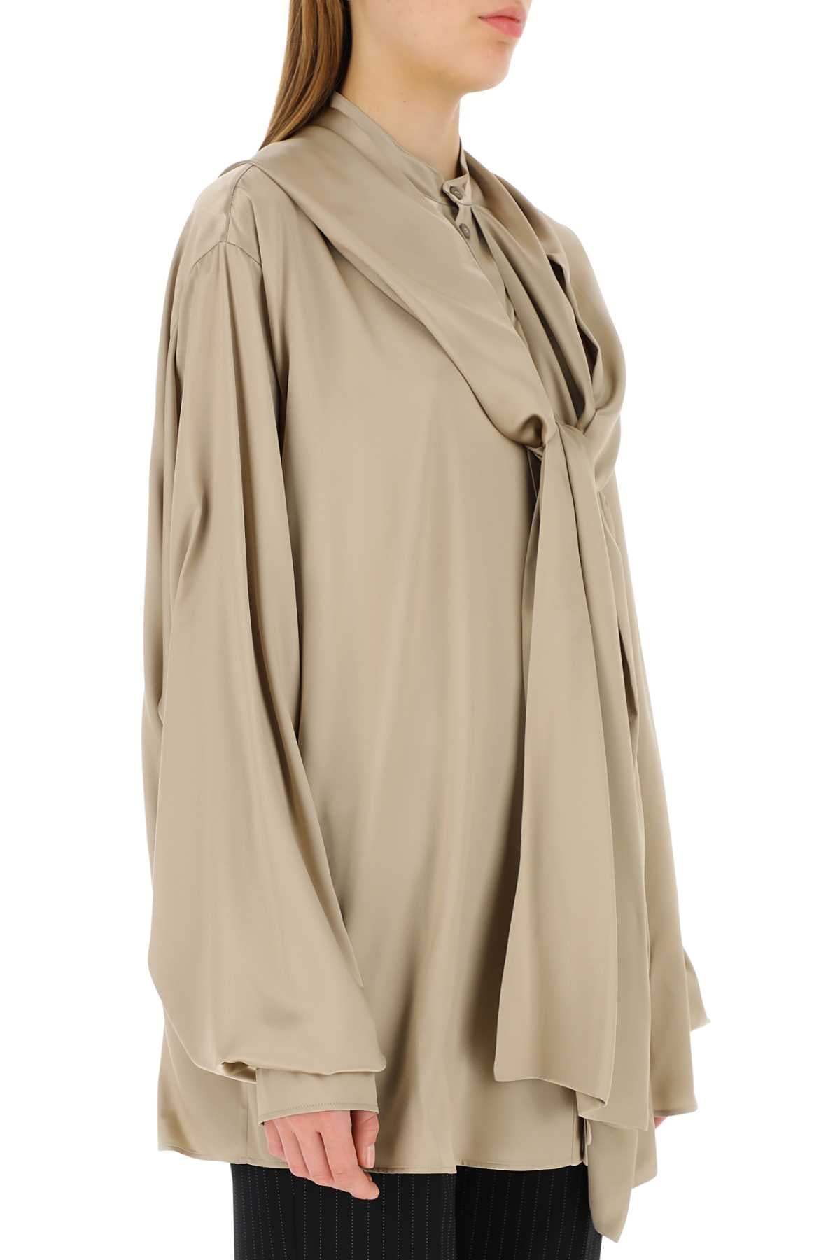 Balenciaga Women Cappuccino Satin Oversize Shirt