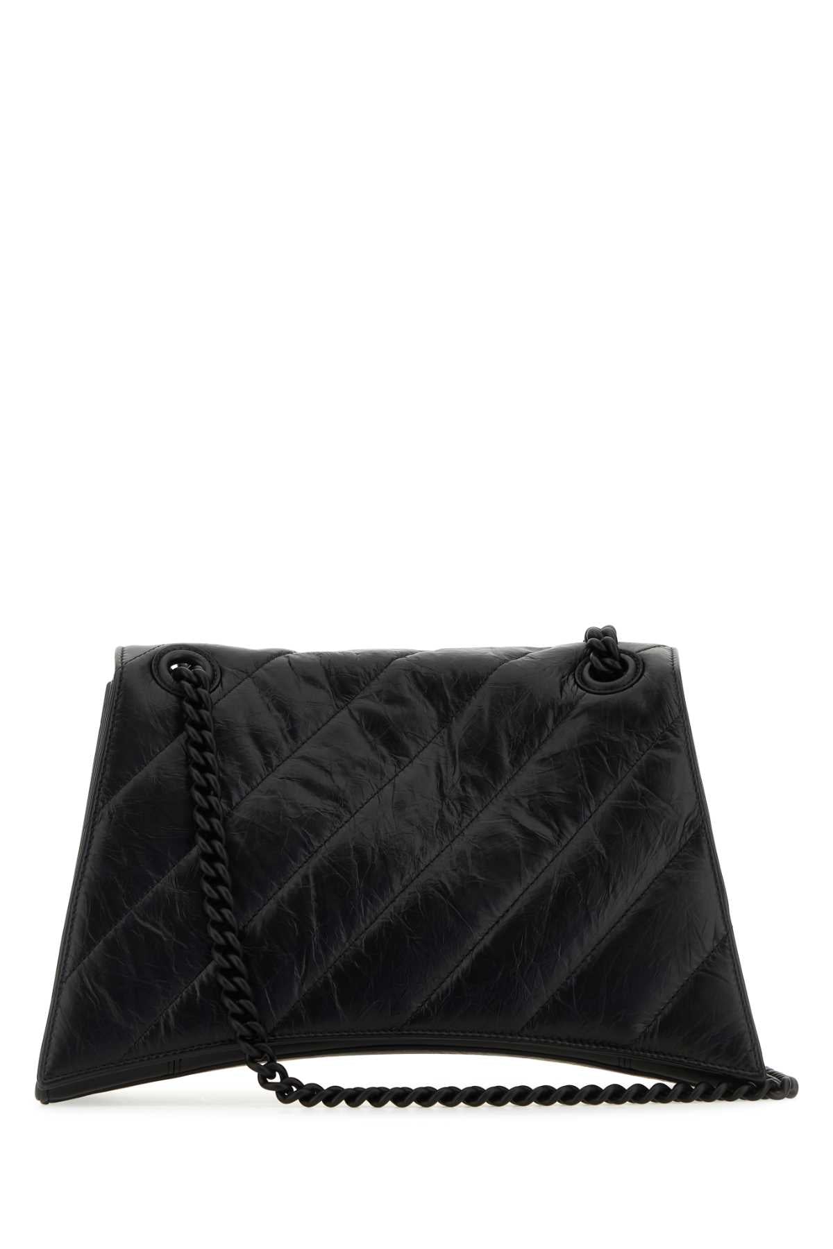 Balenciaga Women Black Leather Crush M Shoulder Bag