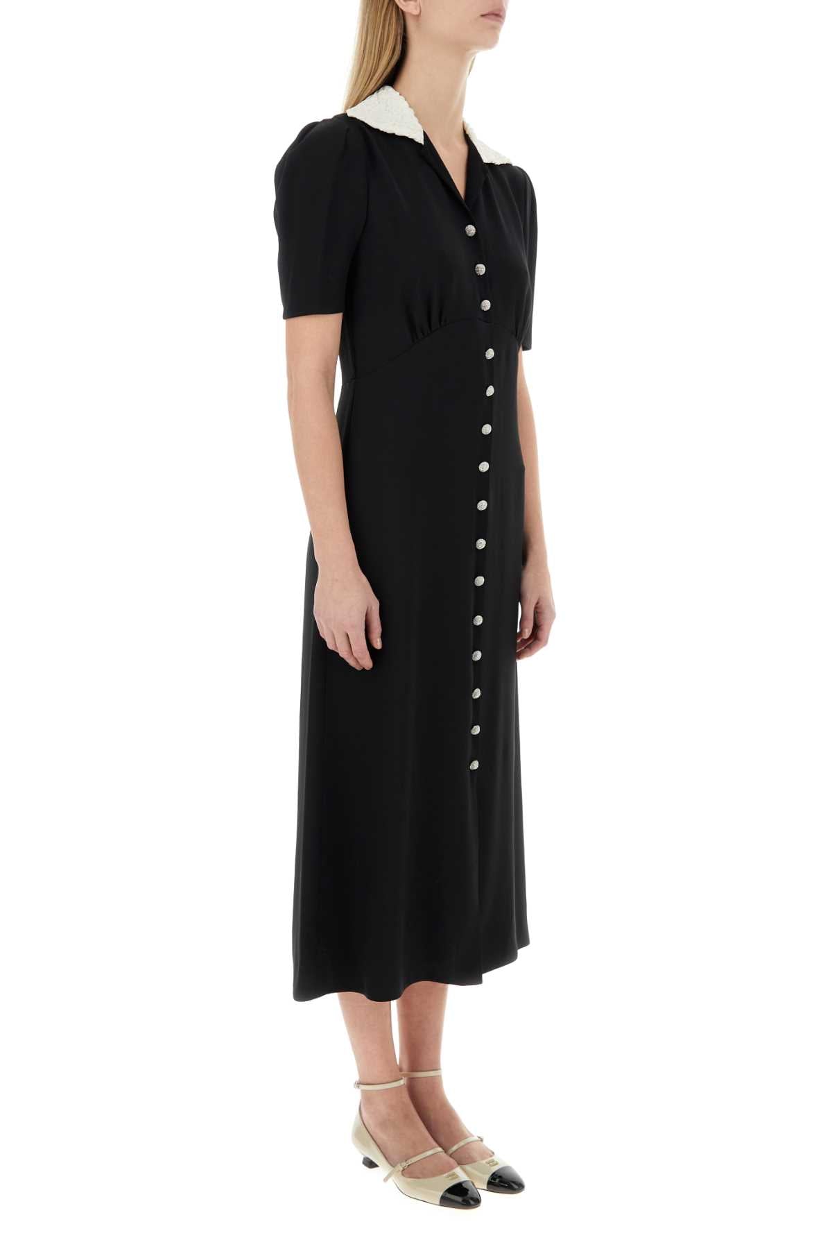Miu Miu Women Black Crepe Shirt Dress