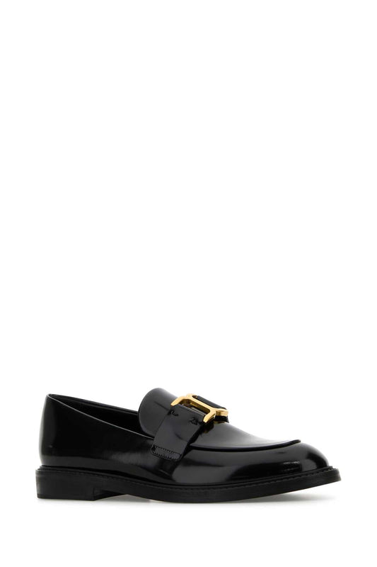 Chloe Women Black Leather Marcie Loafers