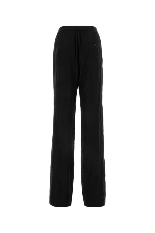 Balenciaga Women Black Cotton Wide-Leg Pant