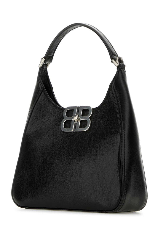 Balenciaga Women Black Leather Bb Soft Handbag