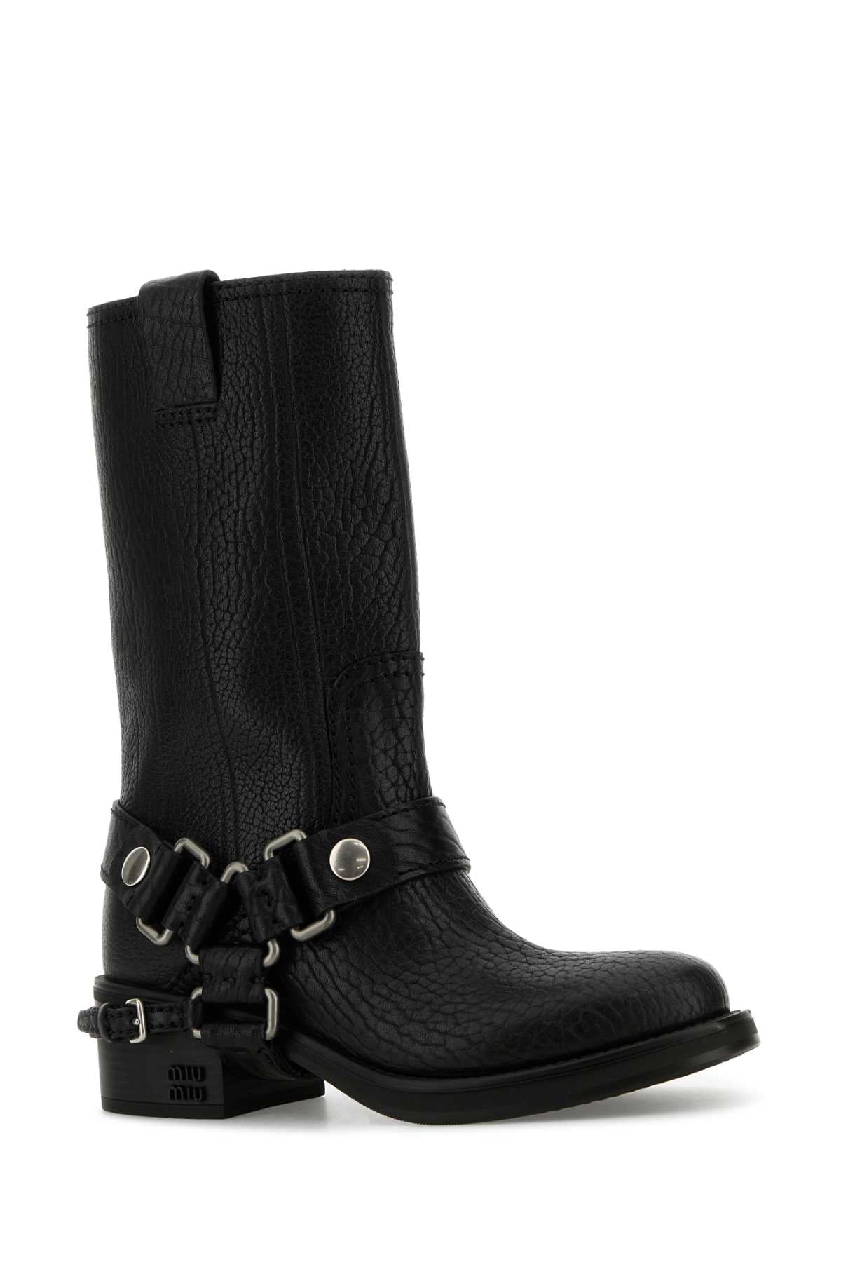 Miu Miu Women Black Leather Ankle Boots