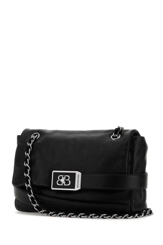 Balenciaga Women Black Leather Modu Shoulder Bag