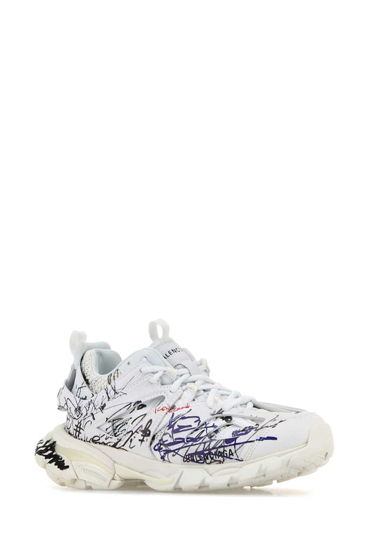 Balenciaga Women White Mesh And Rubber Track Sneakers