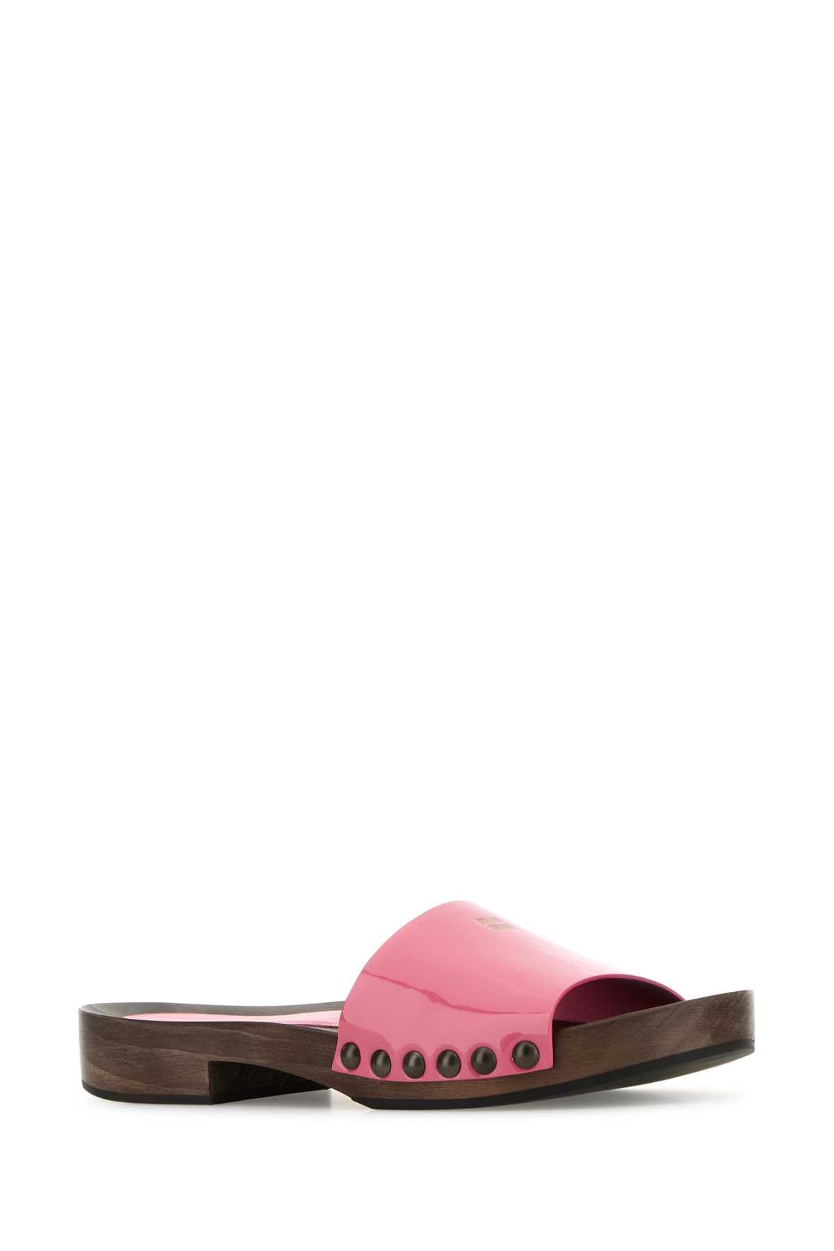 Miu Miu Women Fuchsia Leather Clogs