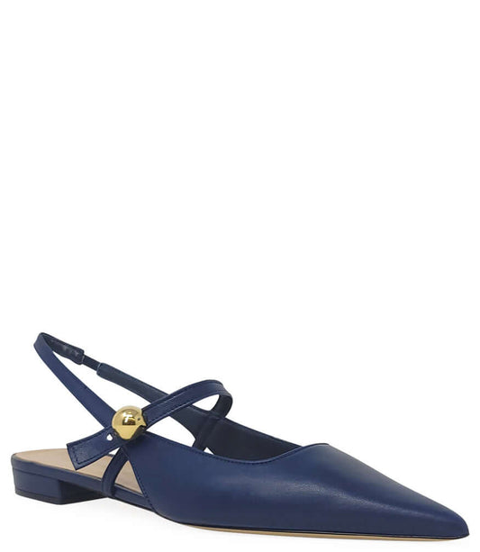 Denim Leather Slingback Flat