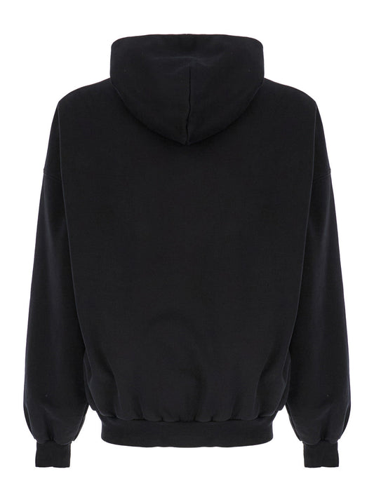Balenciaga Women 'Beverly Hills' Oversized Black Hoodie With Logo Print In Cotton Woman