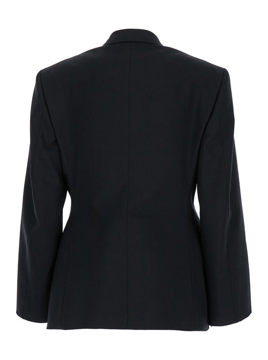 Balenciaga Women 'Hourglass' Black Single-Breasted Jacket With Notched Revers In Wool Woman