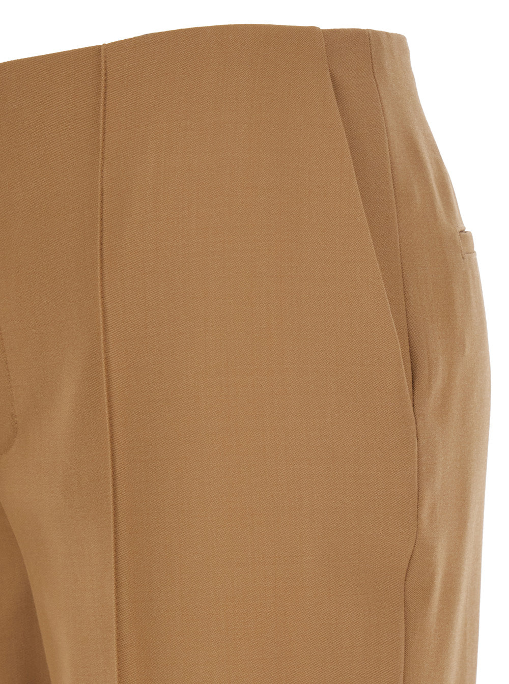 Chloé Women Beige Flared Pants With Asymmetric Hem In Grain De Poudre Wool Woman