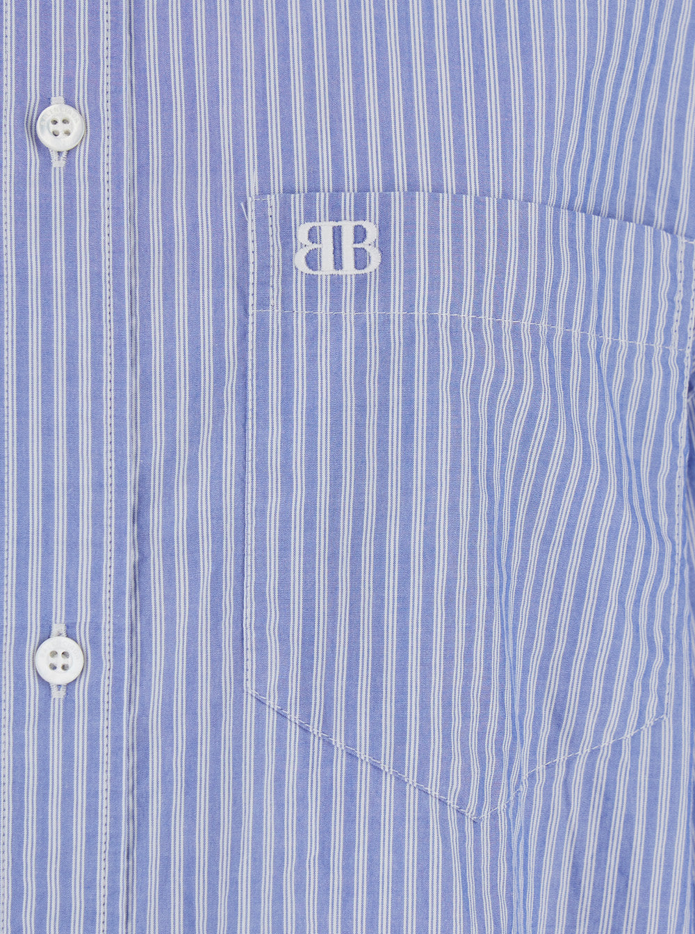 Balenciaga Women Light Blue And White Long Sleeve Shirt With Stripes And Knot On The Back In Cotton Women