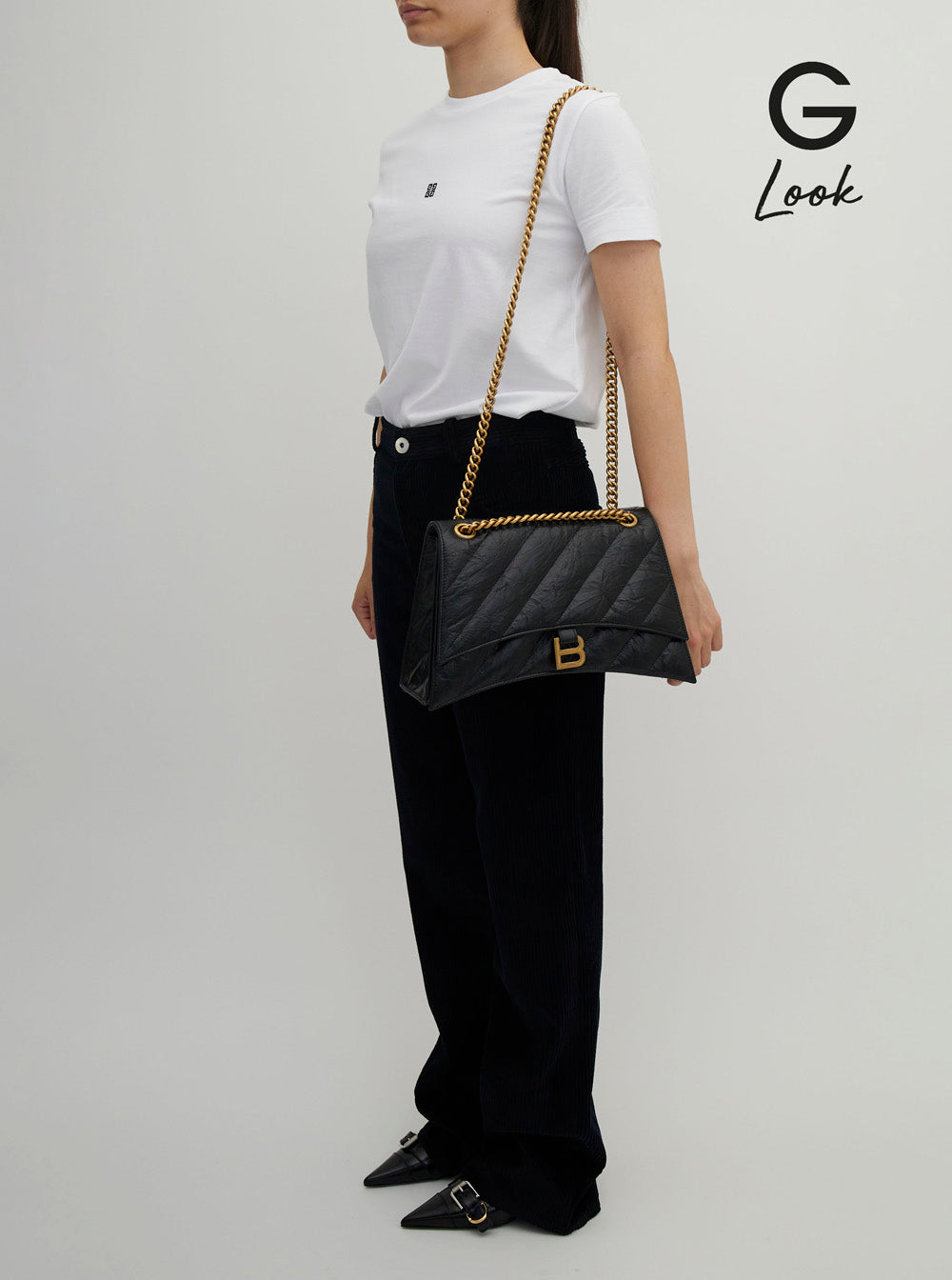 Balenciaga Women 'Crush M' Black Crossbody Bag With B Logo In Crush Quilted Leather Woman