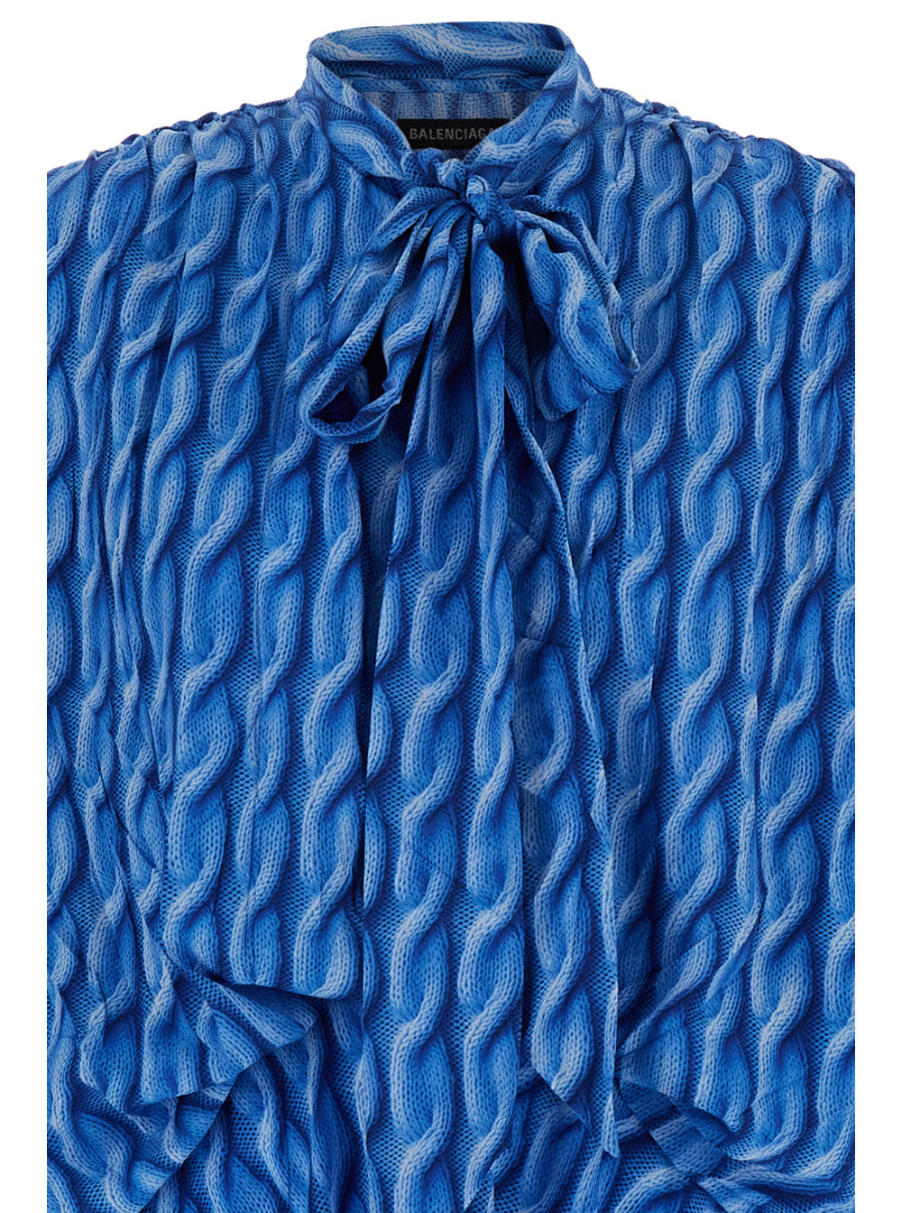 Balenciaga Women Blue Long Dress With All-Over Print And Bow Closure In Fabric Woman