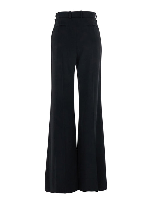 Chloé Women Black Pants With High Waist And Wide Leg In Viscose Blend Stretch Woman