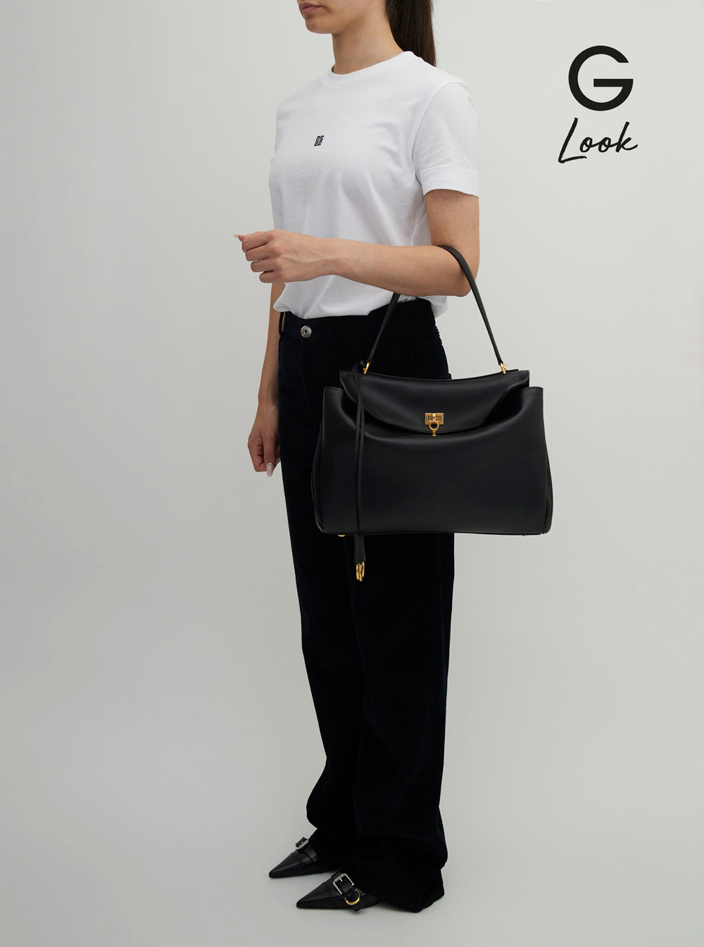 Balenciaga Women 'Medium Rodeo' Black Handbag With Detachable Key Holder In Smooth Leather Woman