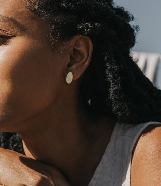 Diya Stud Circle and Oval Earrings - Set of 2