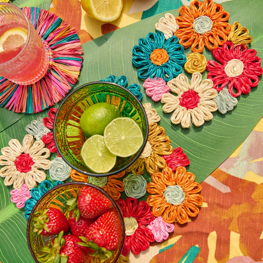 Fleur Woven Abaca Trivets, Set of 2