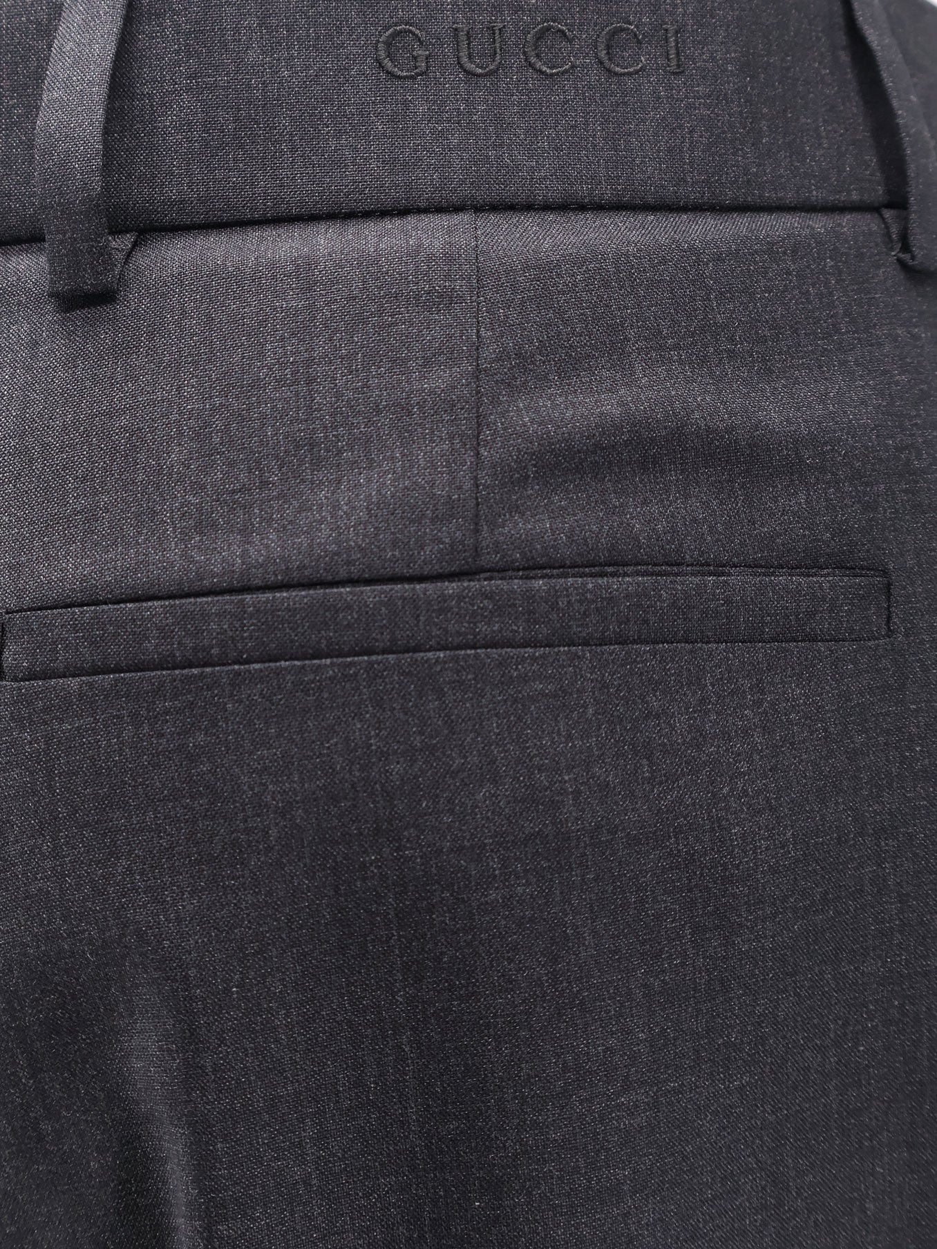 Gucci Women Wool Trousers With Gucci Embroidery