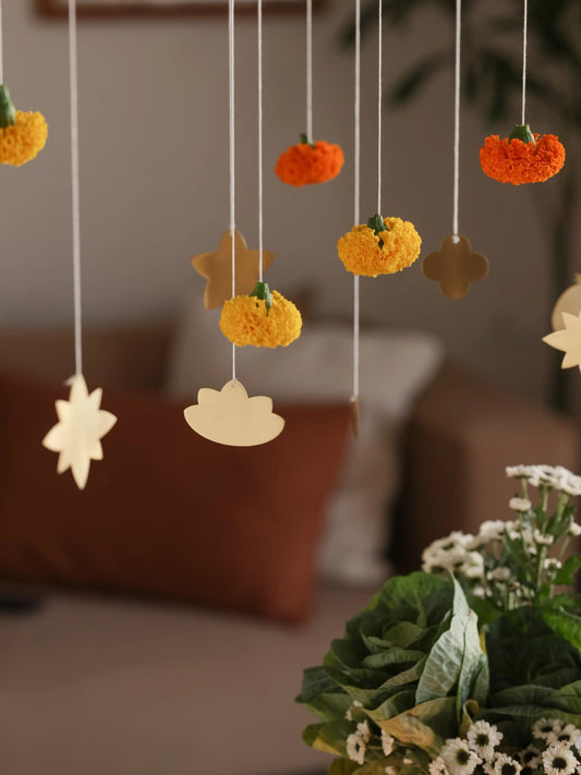 Foliage Brass Ornaments, Set of 7