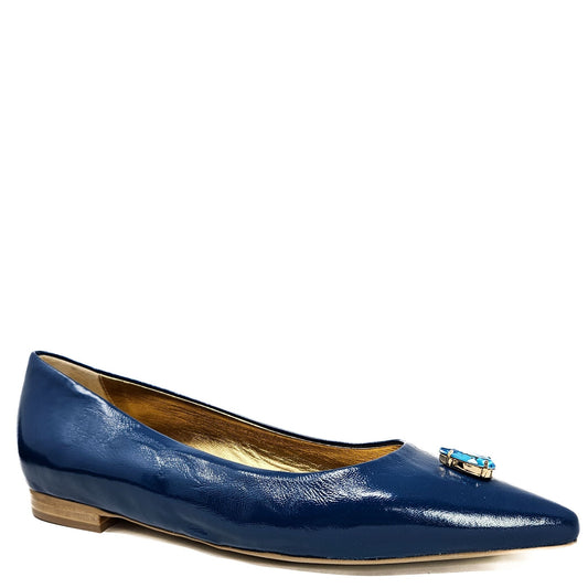 Maira Blue Pointy Ballet With Jewel