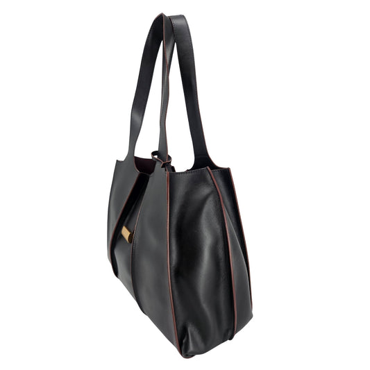Eloise Black Leather Shoulder Bag