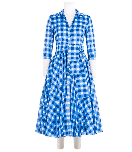 Aster Dress White Sky Blue Midi Dress