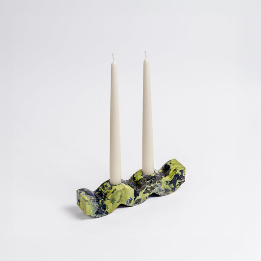 Wavy gemstone candelabra - Serpentine green