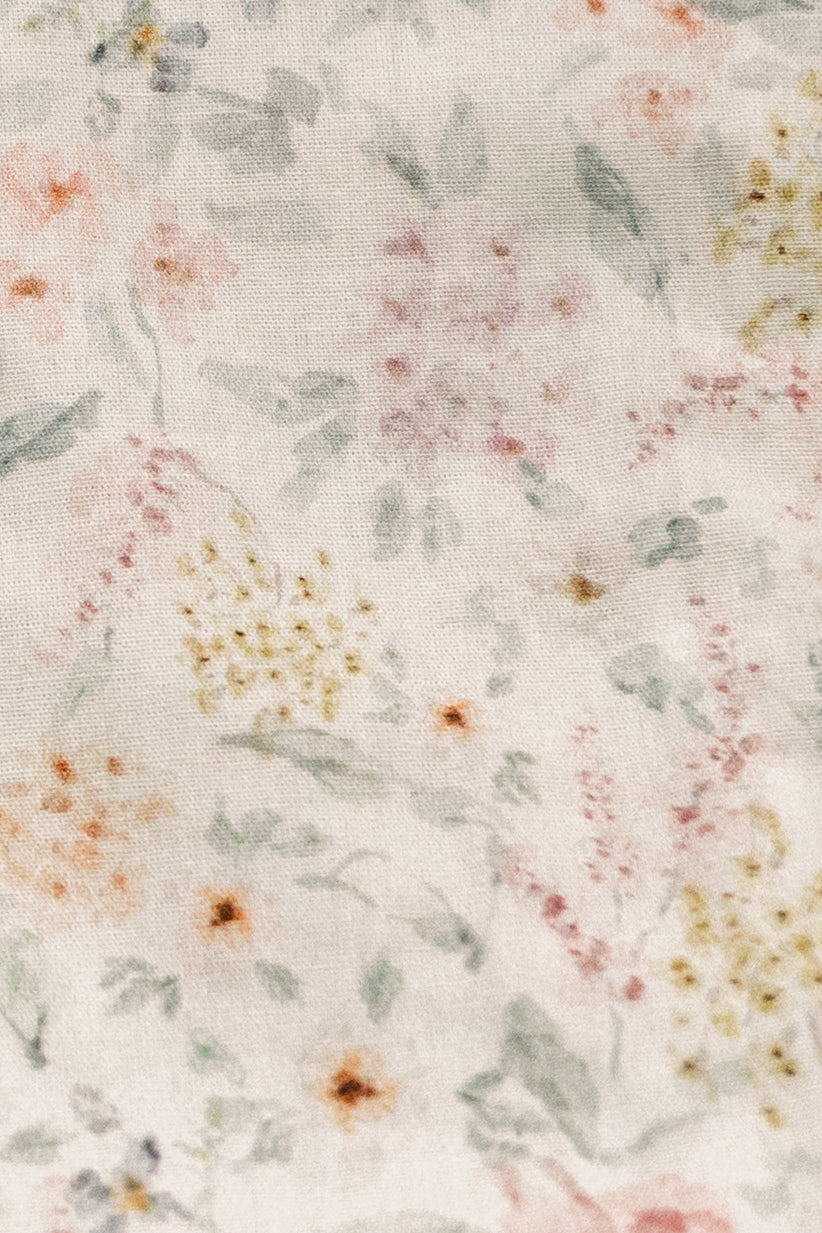 Dewdrop Meadow | Timeless Floral Ruffle Zipper Pouch | Recycled Cotton