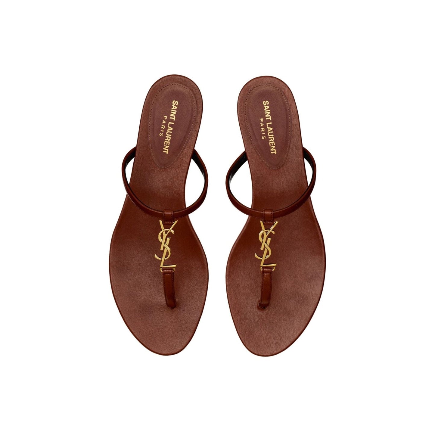 Saint Laurent Cassandra Leather Flat Sandals Women