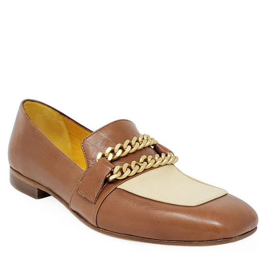 Flat Loafer Tan/Cream