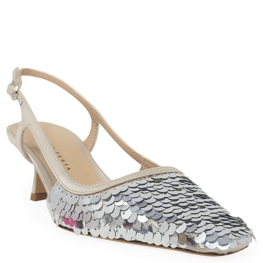 Roberto Festa Silver Sequence Snip Slingback Heel