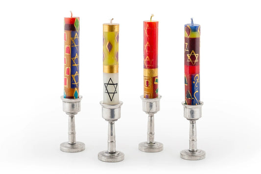 Shabbat Judaica Painted Candles