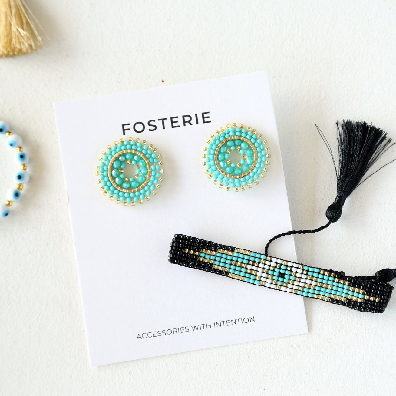 Turquoise Beaded Circle Earring