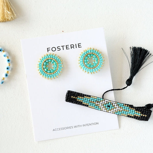 Turquoise Beaded Circle Earring