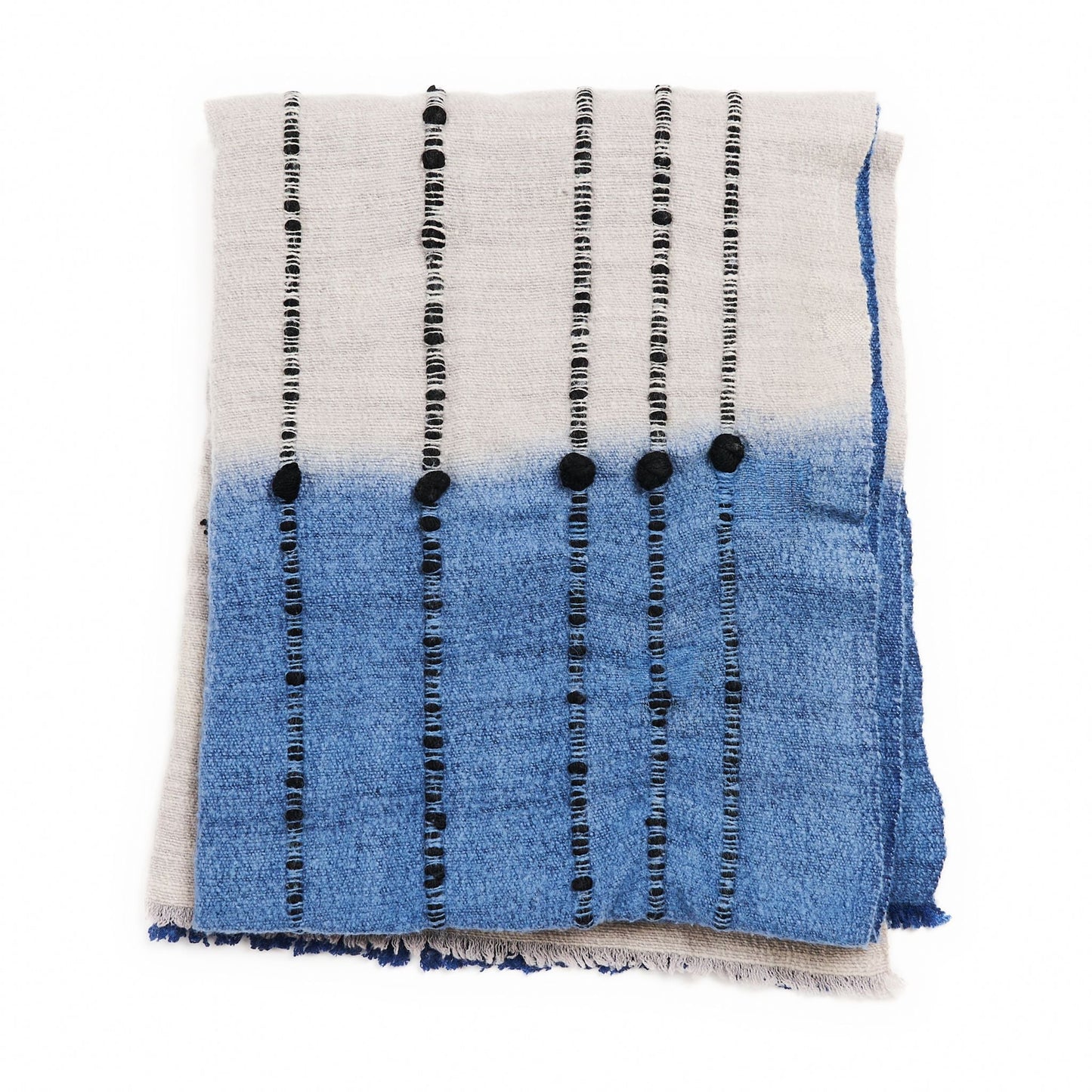 Mari Serene Blue Gray Calming Hues Hand Woven Hand Knotted Textured Merino Throw