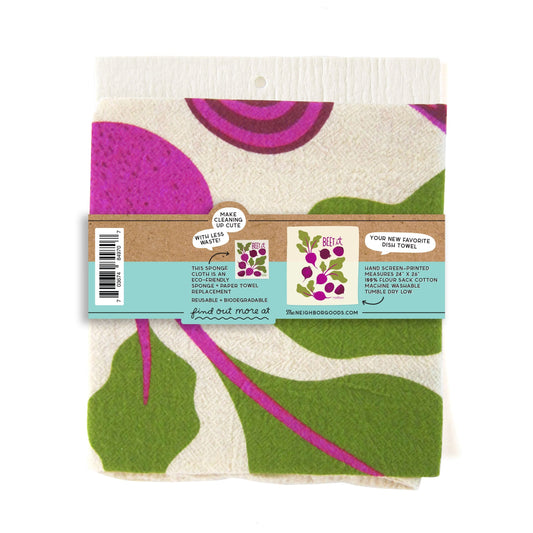 Beet Dish Towel + Sponge Cloth Gift Set
