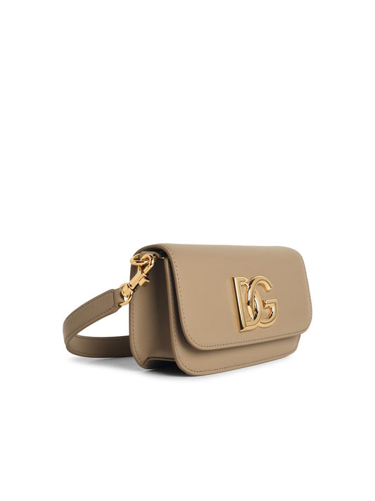 Dolce & Gabbana '3.5' Leather 'Taupe' Crossbody Bag Women